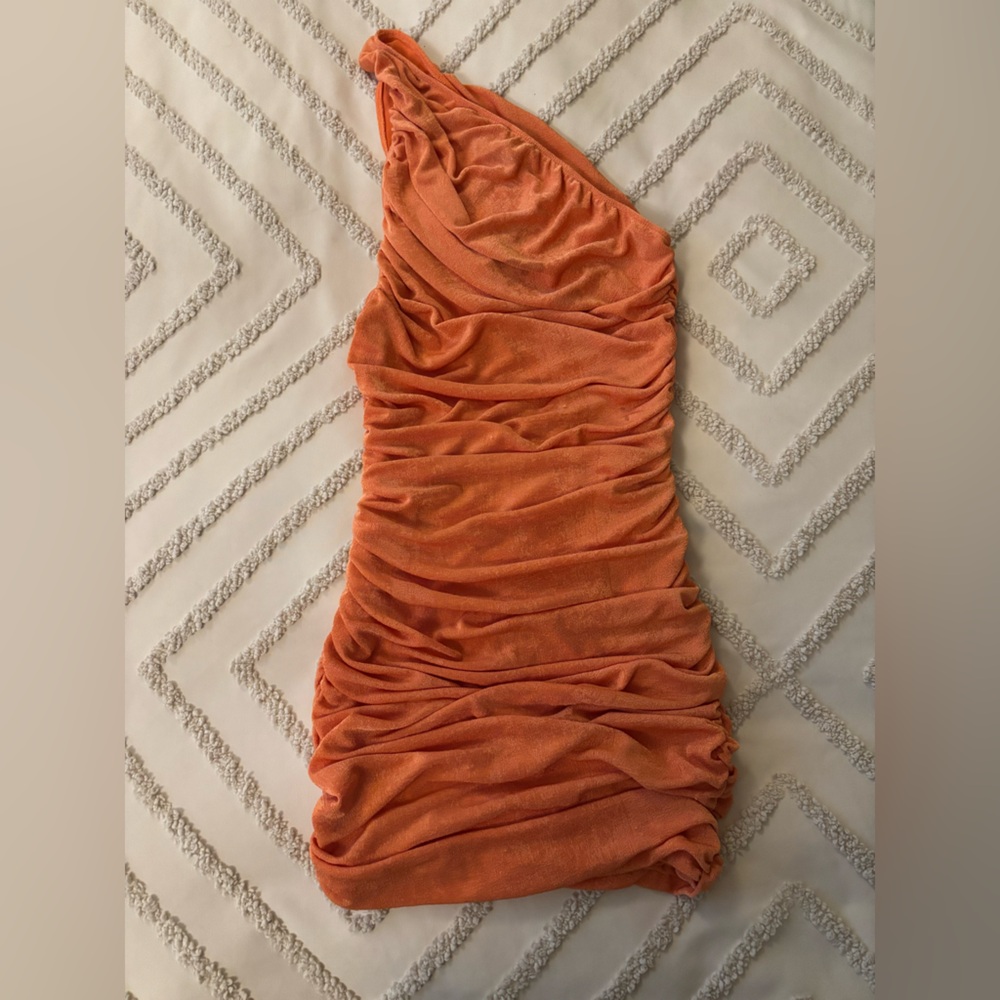 Orange one shoulder dress